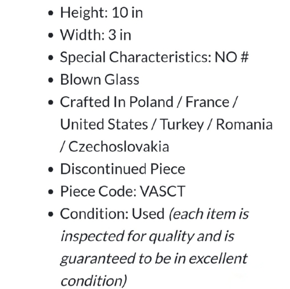 10" Heritage Crimped Tall Etched Blown Crystal Vase by Princess House - Picture 4 of 6